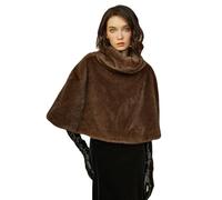 BEAUTELICATE Poncho Stola Pelliccia Sintetica Donna Collo Alto Mantella Cape Calda Scialle Coprispalle Medievale Pelliccia per Invernale Autunno Halloween Costume Vichinga