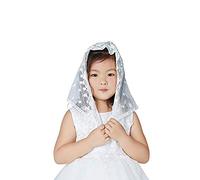 BEAUTELICATE Ragazze Bambini Prima Comunione Pizzo Mantila Velo Turbante per Chiesa Cattolico Nozze Bianco GV01