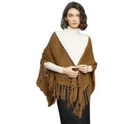 BEAUTELICATE Scialle all'uncinetto Donna Caldo Sciarpa Maglia Triangolare Lunga Frange Stole per Autunno Inverno