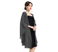 BEAUTELICATE Scialle Donna Elegante per Cerimonia Taglie Forti Chiffon Coprispalle Sheer Stola Donna per Matrimonio Estivo Sposa Abiti (Grigio Scuro, Taglia Unica)
