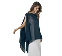 BEAUTELICATE Scialle Elegante Donna Poncho Coprispalle Chiffon Stola Cape Estivo per Sposa Damigella Cerimonia Matrimonio Abito,Blu notte