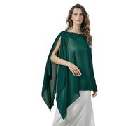 BEAUTELICATE Scialle Elegante Donna Poncho Coprispalle Chiffon Stola Cape Estivo per Sposa Damigella Cerimonia Matrimonio Abito, Verde Smeraldo