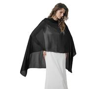 BEAUTELICATE Scialle Elegante Donna Poncho Coprispalle Chiffon Stola Cape Estivo per Sposa Damigella Cerimonia Matrimonio Abito, Nero
