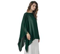 BEAUTELICATE Scialle Elegante Donna Poncho Coprispalle Chiffon Stola Cape Estivo per Sposa Damigella Cerimonia Matrimonio Abito, Verde Cacciatore
