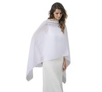 BEAUTELICATE Scialle Elegante Donna Poncho Coprispalle Chiffon Stola Cape Estivo per Sposa Damigella Cerimonia Matrimonio Abito, Bianco