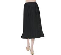 BEAUTELICATE Sottogonna Donna Cotone Lunga Corto Sottoveste a Gonna Antistatico Mezza Sottogonna con Pizzo Sangallo Vita Elastica Avorio Nero