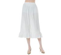 BEAUTELICATE Sottogonna Donna Cotone Lunga Corto Sottoveste a Gonna Antistatico Mezza Sottogonna con Pizzo Sangallo Vita Elastica Avorio Nero