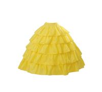 BEAUTELICATE Sottogonna Sposa Lungo A-Line Crinolina Sottogonna Donna 4 Cerchio con 5 Strati Balze per Matrimonio Carnevale Abito da Sera Anni 50 Hallowen Rockabilly (Giallo, S-M)