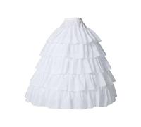BEAUTELICATE Sottogonna Sposa Lungo A-line Crinolina Sottogonna Donna 4 Cerchio con 5 Strati Balze per Matrimonio Carnevale Abito da Sera anni 50 Hallowen Rockabilly (Bianco, S-M)