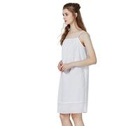 BEAUTELICATE Sottoveste Donna 100% Cotone Fatto a Mano Vittoriano Vintage Camicia da Notte Tracolla Regolabile Avorio