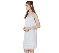 BEAUTELICATE Sottoveste Donna 100% Cotone Fatto a Mano Vittoriano Vintage Camicia da Notte Tracolla Regolabile Avorio