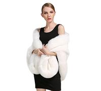 BEAUTELICATE Stola Coprispalle di Pelliccia Sintetica Donna Sciarpa Scialle Elegante Per Matrimonio Invernale Cerimonia Sposa Damigella (Ivory, Taglia Unica)