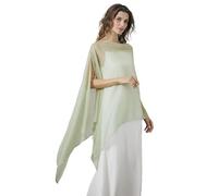 BEAUTELICATE Stola Elegante Donna Cerimonia Elegante Trasparente Crepe Coprispalle Leggera Poncho Cape per Matrimonio Abito da Sera, Verde Chartreuse