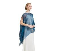 BEAUTELICATE Stola Elegante Donna Cerimonia Elegante Trasparente Crepe Coprispalle Leggera Poncho Cape per Matrimonio Abito da Sera, Blu Ottanio