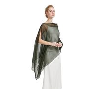 BEAUTELICATE Stola Elegante Donna Cerimonia Elegante Trasparente Crepe Coprispalle Leggera Poncho Cape per Matrimonio Abito da Sera, Verde Muschio