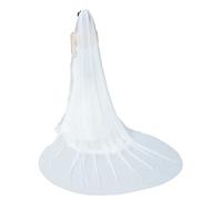 BEAUTELICATE Velo da Sposa Lungo Morbido tulle 1 Strato Elegante Velo da Nozze con Metallo Vieni Chiesa Velo Avorio, Lunghezza della Cappella
