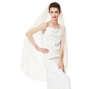 BEAUTELICATE Velo da Sposa Tulle Lungo Nozze Monostrato Addio al Nubilato Accessori Sposa Morbido Velo Avorio Bianco (Champagne, Lunghezza punta delle dita: 100 cm)