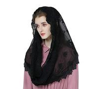 BEAUTELICATE Velo Di Pizzo Mantilla Chiesa Cattolica Messa Infinito Stola Sciarpa Copricapo Da Sposa In Latino Nero Bianco V112
