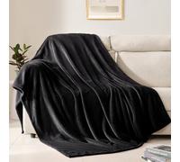 BEAUTEX Coperta in pile king size, super morbida, leggera, soffice, per divano o letto, per tutte le stagioni (colore: nero, 274 x 228 cm)