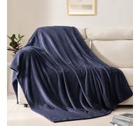 BEAUTEX Coperta in pile per divano, divano o letto, morbida coperta in peluche pelosa, lussuosa, super comoda e confortevole per tutte le stagioni (blu navy, 127 x 152,4 cm)
