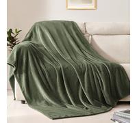 BEAUTEX Coperta in pile per divano o letto, morbida coperta in flanella di lusso, super comoda e confortevole, per tutte le stagioni (verde oliva, 127 x 152,4 cm)