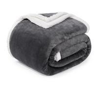 BEAUTEX Coperta in pile Sherpa, morbida e soffice, coperta e coperta in morbida flanella, per divano, letto e adulti (127 x 152 cm, grigio)