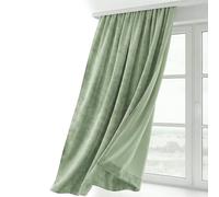 BEAUTEX tenda in velluto con nastro arricciato a U, oscurante e opaca, 140x245 cm (larghezza 140 cm, altezza 245 cm, verde chiaro)