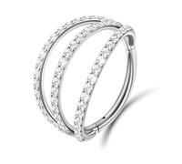 Beautidots G23 Titanio 1PC 16G naso anello cerchio argento tripla CZ Helix Rook Conch cartilagine Daith Trago segmento incernierato narice piercing setto clicker labbro anello 10 mm