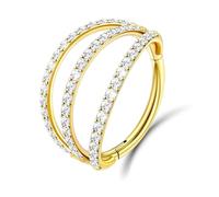 Beautidots G23 Titanio 1PC 18G naso anello cerchio oro tripla CZ Helix Rook Conch cartilagine Daith Trago segmento incernierato narice piercing setto clicker labbro anello 10 mm