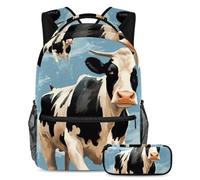 Beautiful Cow Keep Your Essentials in One Place, zaino con astuccio, l'ultimo set di zaini per la scuola per studenti, Multicolore#02, B：29.4x20x40cm P：19x7.5x3.8cm, Zaini Daypack