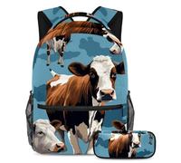 Beautiful Cow Keep Your Essentials in One Place, zaino con astuccio, l'ultimo set di zaini per la scuola per studenti, Multicolore#01, B：29.4x20x40cm P：19x7.5x3.8cm, Zaini Daypack