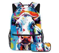 Beautiful Cow Keep Your Essentials in One Place, zaino con astuccio, l'ultimo set di zaini per la scuola per studenti, Multicolore#06, B:29.4x20x40cm P:19x7.5x3.8cm, Zaini Daypack