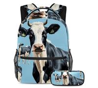 Beautiful Cow Keep Your Essentials in One Place, zaino con astuccio, l'ultimo set di zaini per la scuola per studenti, Multicolore#04, B：29.4x20x40cm P：19x7.5x3.8cm, Zaini Daypack