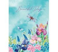 Beautiful Days with Dragonflies & Blooms Composition Notebook: Teal Flower Watercolor ~ Matte Finish ~ 100 Numbered Pages ~ Watermark @ Page 51