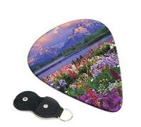 Beautiful Flowers Mountain Guitar Plettrum, 6 plettri per chitarra, stampati su entrambi i lati, per chitarra elettrica, basso, ukulele (0,46 mm, 0,71 mm, 0,96 mm)