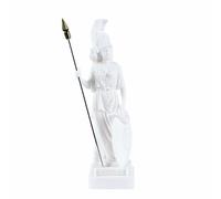 BEAUTIFUL GREEK STATUES Atena con gufo Medusa con scudo greco dea in alabastro, 17,8 cm