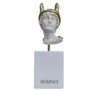 BEAUTIFUL GREEK STATUES Hermes Mercurio Dio Zeus Figlio Statua romana alabastro tono oro busto 14 cm con base