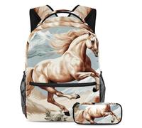 Beautiful Horse Keep Your Essentials in One Place, zaino con astuccio, l'ultimo set di zaini per la scuola per studenti, Multicolore#02, B：29.4x20x40cm P：19x7.5x3.8cm, Zaini Daypack