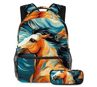 Beautiful Horse Keep Your Essentials in One Place, zaino con astuccio, l'ultimo set di zaini per la scuola per studenti, Multicolore#03, B：29.4x20x40cm P：19x7.5x3.8cm, Zaini Daypack