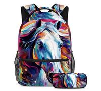 Beautiful Horse Keep Your Essentials in One Place, zaino con astuccio, l'ultimo set di zaini per la scuola per studenti, Multicolore#06, B：29.4x20x40cm P：19x7.5x3.8cm, Zaini Daypack