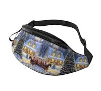 Beautiful House - Marsupio unisex con dimensioni regolabili per Natale, borsa a tracolla stampata alla moda, per ciclisti, facile accesso per chiavi, carte e gel energetici, 14 x 35 cm, formato A23