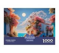 Beautiful Houses with Bougainvillea Flowers 1000 Pezzi Carta Ecologica Resistente Bundle Di Puzzle Historic Townhouses Anti-stress Gioco in Famiglia Puzzle Regali Per Famiglia E Amici 70x50cm/1000pcs
