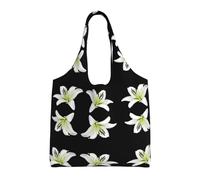 Beautiful-Lilies - Borsa larga da donna, in tela, riutilizzabile, con stampa di gigli