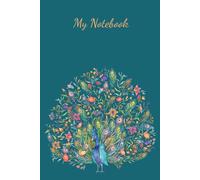 Beautiful Peacock Notebook. A5/6"x9"/150 Lined Pages/Paperback. Gardening Notebooks. Pretty Notebooks for Mum's Birthday.. Peacock themed Gifts for Her.