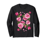 Beautiful Pink Roses Bouquet Graphic Tees & Cool Designs Maglia a Manica