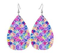 Beautiful Rainbow Colors Fish Orecchini Divertenti Orecchini In Pelle Stampato Accessori Per Feste Cosplay
