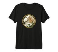 Beautiful Round Stained Glass Art Russian Wolfhound Lover Maglietta Premium