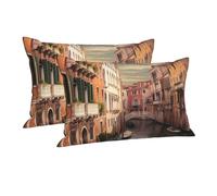 Beautiful Venice Canal View Federe per Cuscini Set 2 Morbida Fodera per Cuscino Resistenti Federe Decorative per Interni Salotto Decorazione 40X60Cm