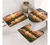 Beautiful View of the Netherlands - Set di 3 tappetini da bagno a forma di U + tappetini da bagno in microfibra antiscivolo + tappetino per copriwater, morbido tappeto assorbente per la decorazione