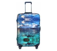 Beautiful View of The Sea - Copertura per valigia, elastica, antigraffio, da viaggio, adatta per bagagli da 45,7 a 81,7 cm, bianco, L
